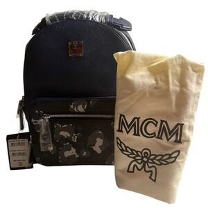 MCM Stark Small Backpack Navy Floral Visetos NWT and Dust Bag